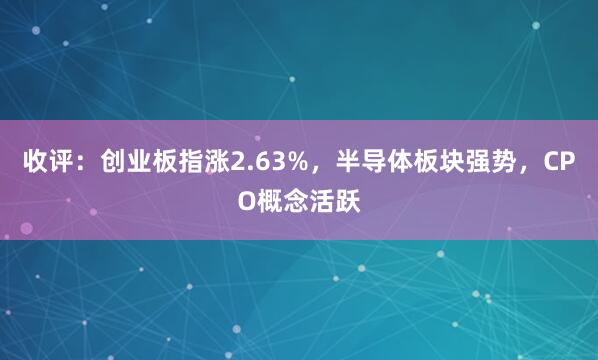 收评：创业板指涨2.63%，半导体板块强势，CPO概念活跃