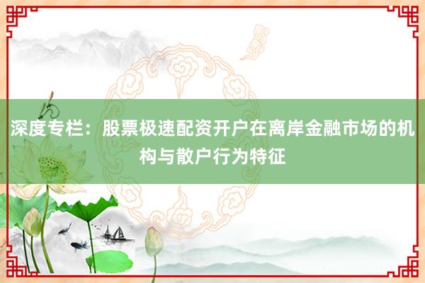 深度专栏：股票极速配资开户在离岸金融市场的机构与散户行为特征