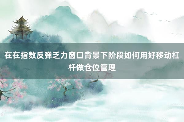 在在指数反弹乏力窗口背景下阶段如何用好移动杠杆做仓位管理