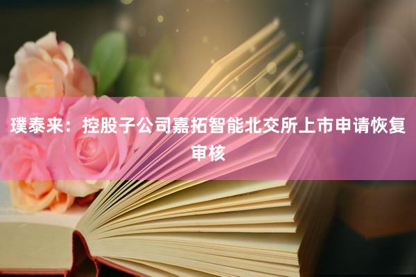 璞泰来：控股子公司嘉拓智能北交所上市申请恢复审核