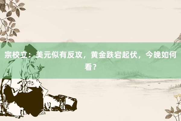 宗校立:美元似有反攻,黄金跌宕起伏,今晚如何看?