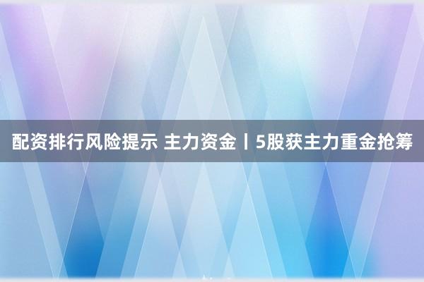配资排行风险提示 主力资金丨5股获主力重金抢筹