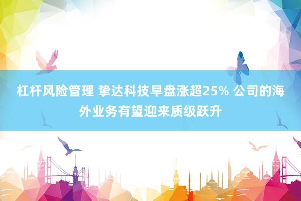 杠杆风险管理 挚达科技早盘涨超25% 公司的海外业务有望迎来质级跃升
