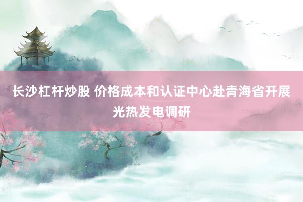 长沙杠杆炒股 价格成本和认证中心赴青海省开展光热发电调研