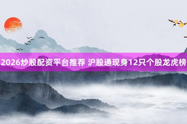 2026炒股配资平台推荐 沪股通现身12只个股龙虎榜